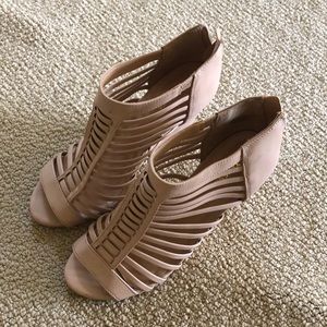 Tan wedge heels